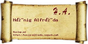 Hönig Alfréda névjegykártya